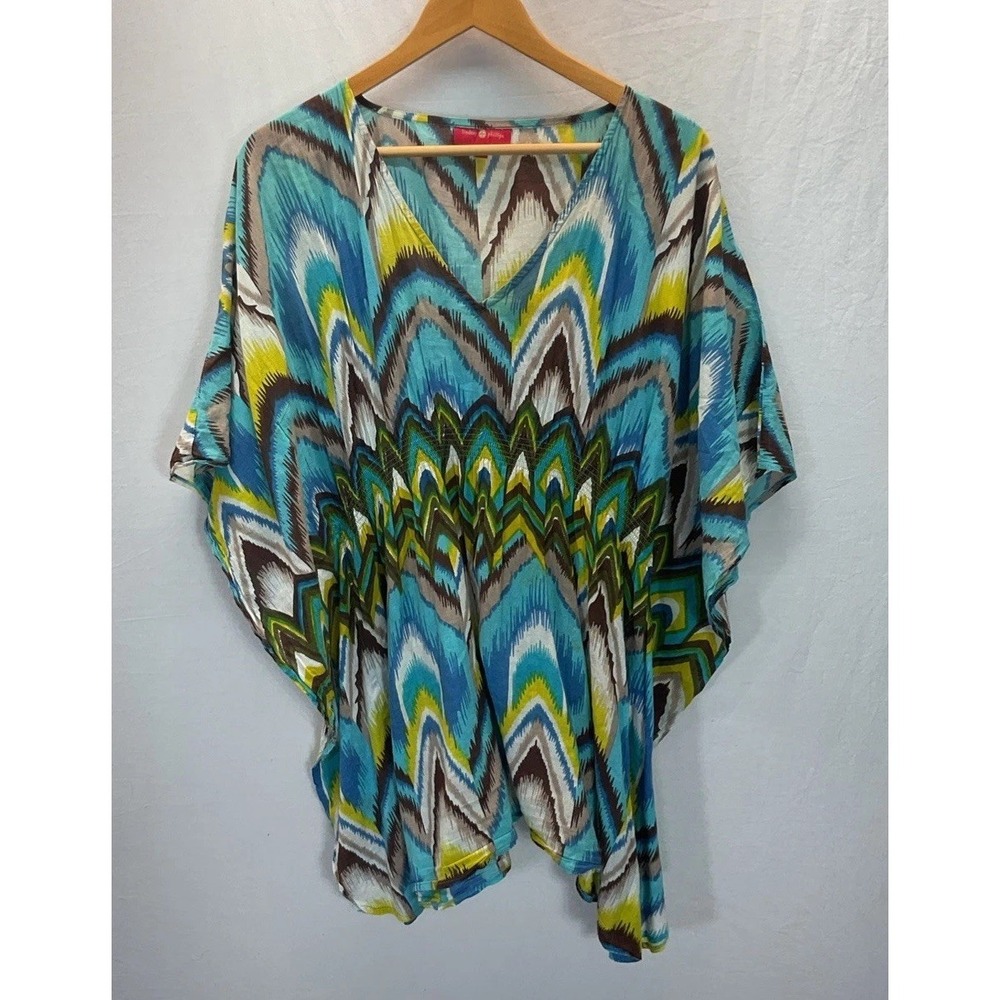 Lindsay Phillips Swim Cover Dress Women's S/M Blue Mini Dress Light Beach Resort